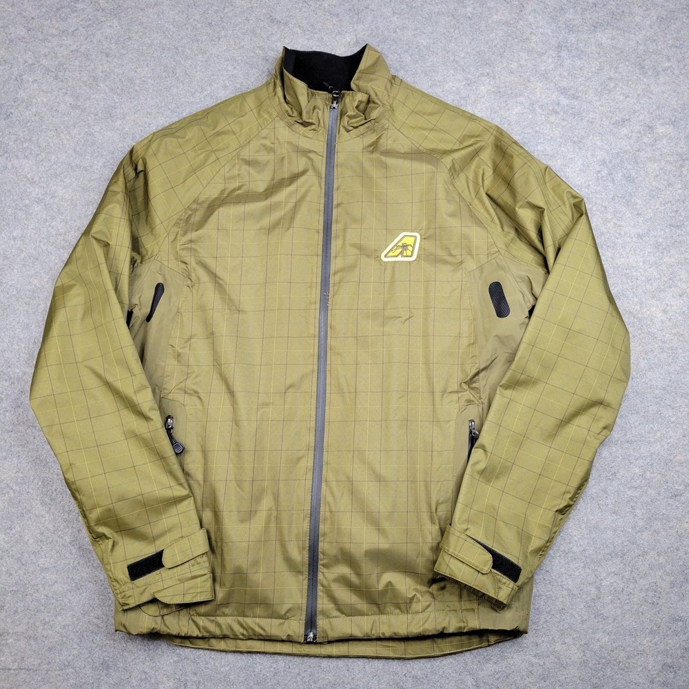 Antigua Jacket Mens Medium Green Check Windbreaker Full Zip Golf Lightweight‎